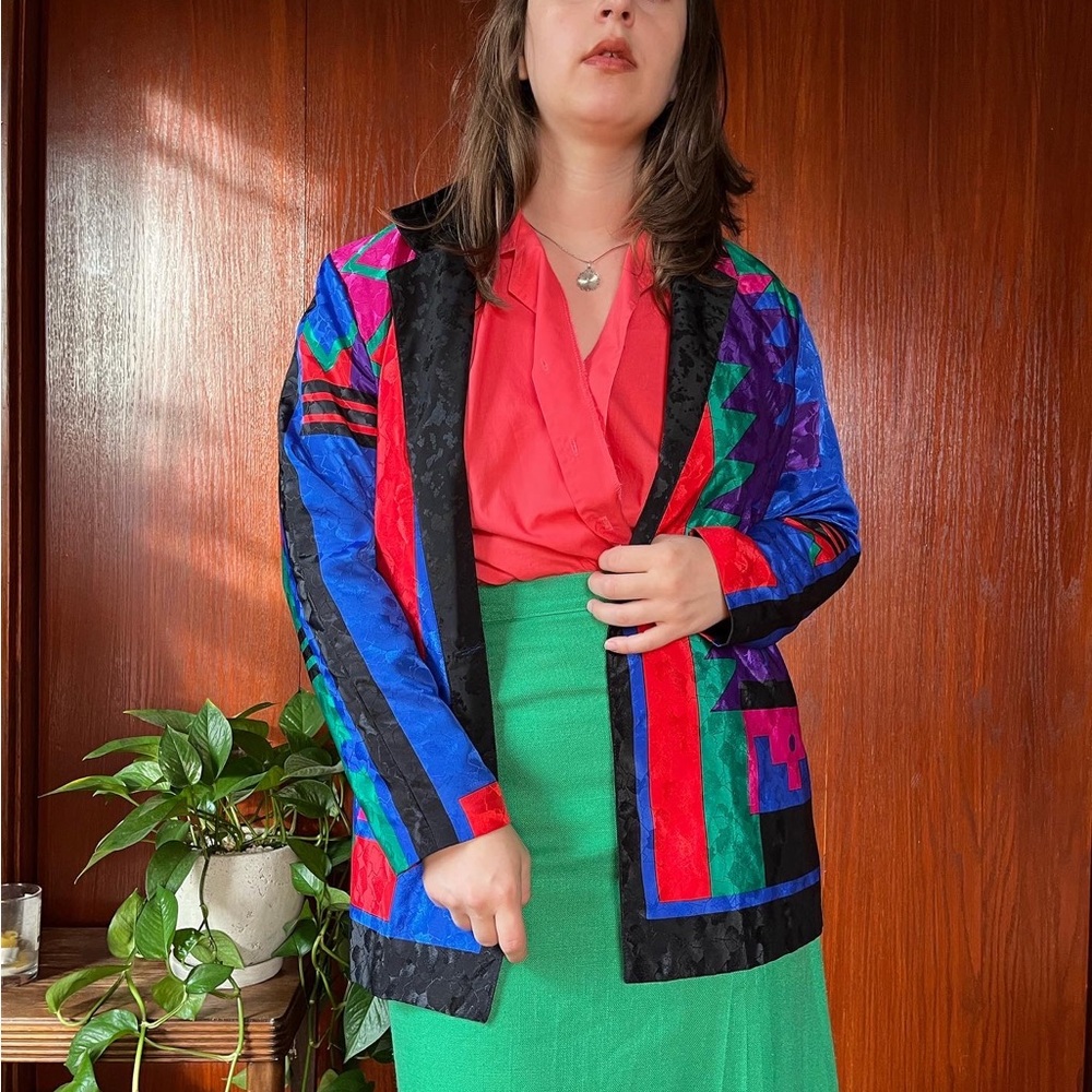 vintage colorful polyester blazer(s-m)